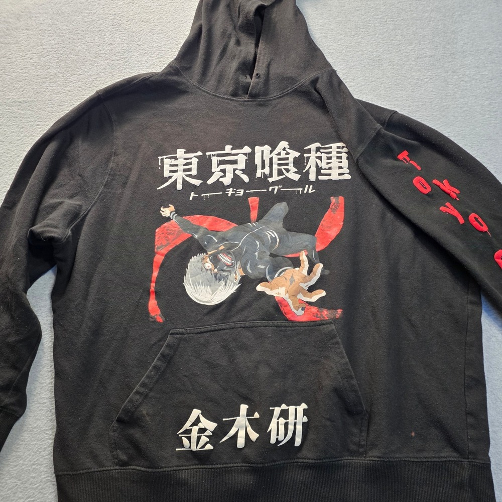 Tokyo Ghoul Ken Kaneki Crunchyroll Anime Graphic Hoodie Black Mens 2XL Pullover‎